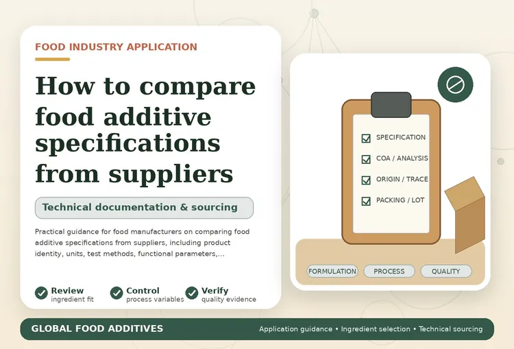 Comparing food additive specifications from different suppliers